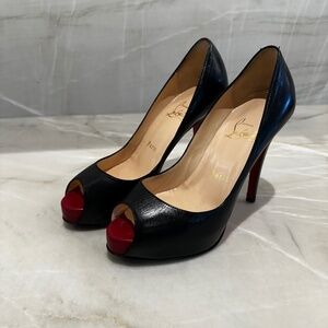 Christian Louboutin Black Very Prive concealed platform 100mm size 35
